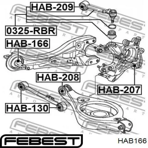 Comprar HAB166 Febest Buje delantero del brazo longitudinal trasero