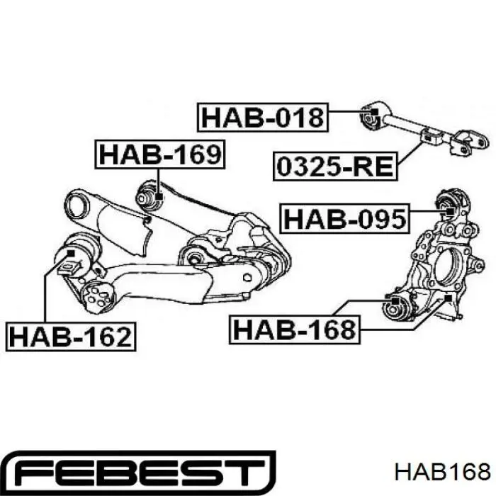 HAB-168 Febest silentblock de mangueta trasera