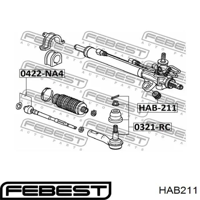 Comprar HAB211 Febest Silentblock de montaje de la cremallera de dirección