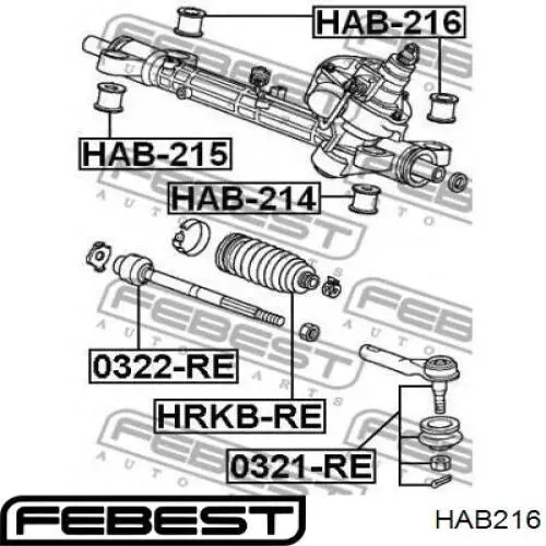 HAB216 Febest silentblock de montaje del caja de direccion