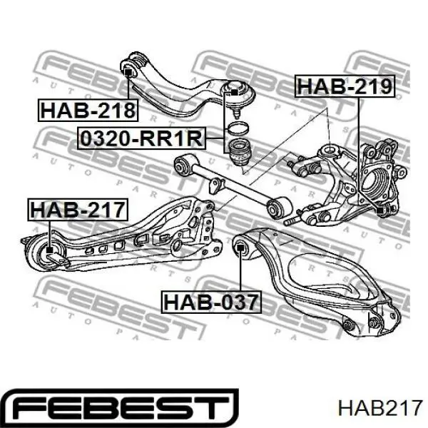 Comprar HAB217 Febest Silentblock del brazo superior de suspensión trasera