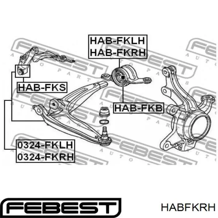 HABFKRH Febest silentblock de suspensión delantero inferior