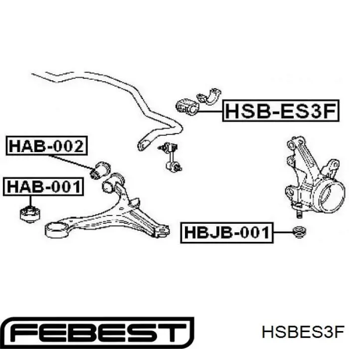 HSB-ES3F Febest casquillo de barra estabilizadora delantera