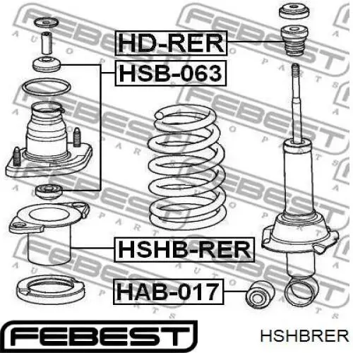 HSHB-RER Febest guardapolvo amortiguador trasero