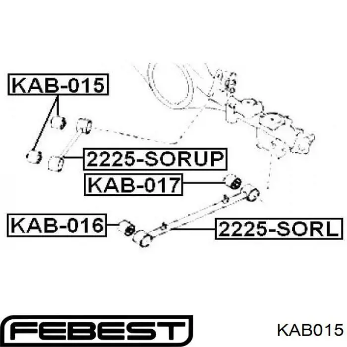 KAB-015 Febest suspensión, brazo oscilante, eje trasero, superior