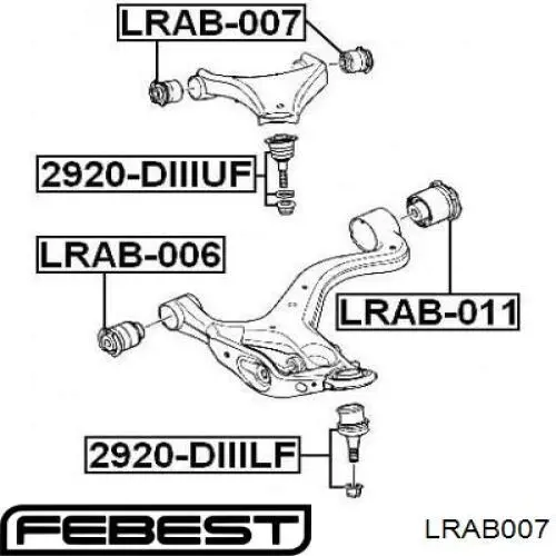 LRAB007 Febest silentblock de brazo de suspensión delantero superior