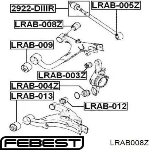 LRAB008Z Febest silentblock de brazo de suspensión trasero superior