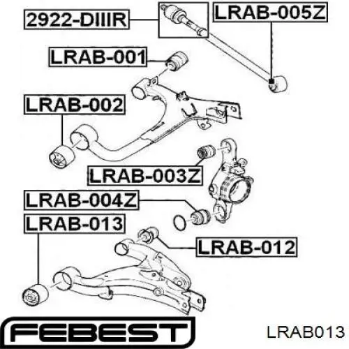 LRAB013 Febest suspensión, brazo oscilante trasero inferior