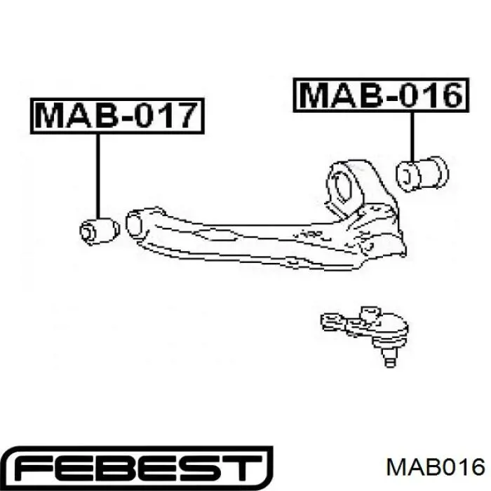MAB016 Febest silentblock de suspensión delantero inferior