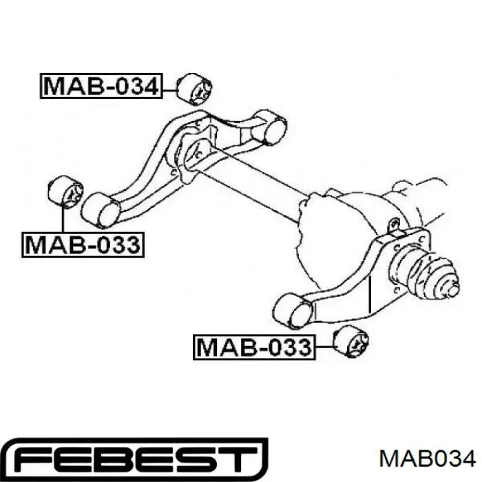 MAB034 Febest silentblock,suspensión, cuerpo del eje delantero, trasero