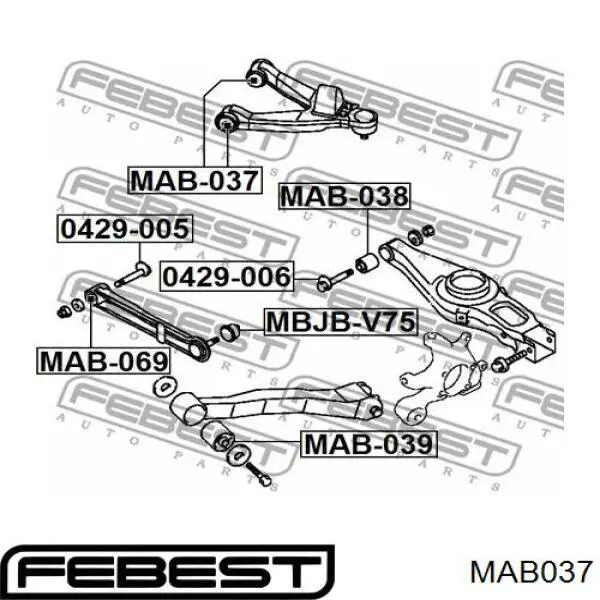Silentblock del brazo superior de suspensión trasera MAB037 Febest
