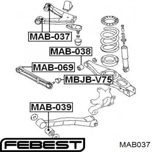 Silentblock del brazo superior de suspensión trasera Febest MAB037