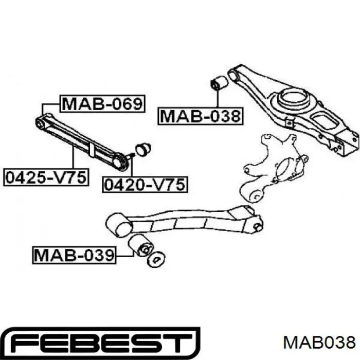 Buje del brazo inferior trasero Febest MAB038