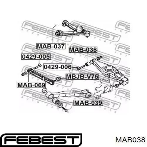 Buje del brazo inferior trasero Febest MAB038 precio, desde 13,14 EUR