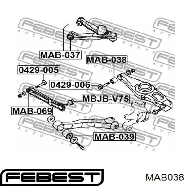 Comprar MAB038 Febest Buje del brazo inferior trasero