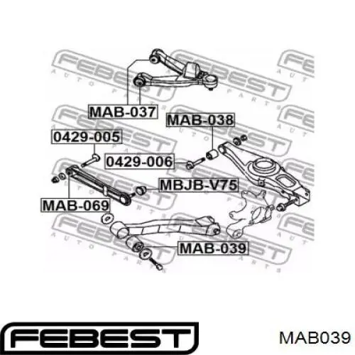 Comprar MAB039 Febest Buje del brazo longitudinal inferior trasero