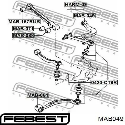 Silentblock del brazo superior de suspensión trasera MAB049 Febest