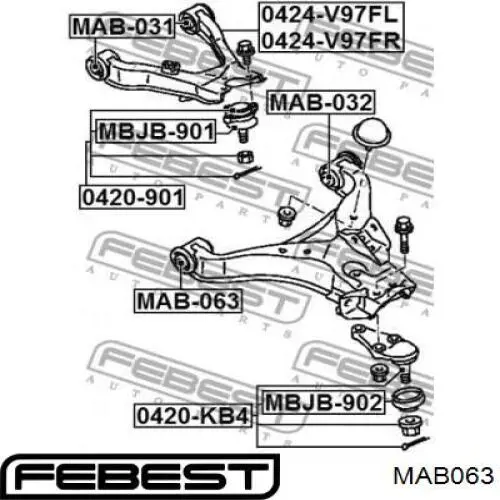Silentblock de brazo de suspensión Febest MAB063 precio, desde 13,26 EUR