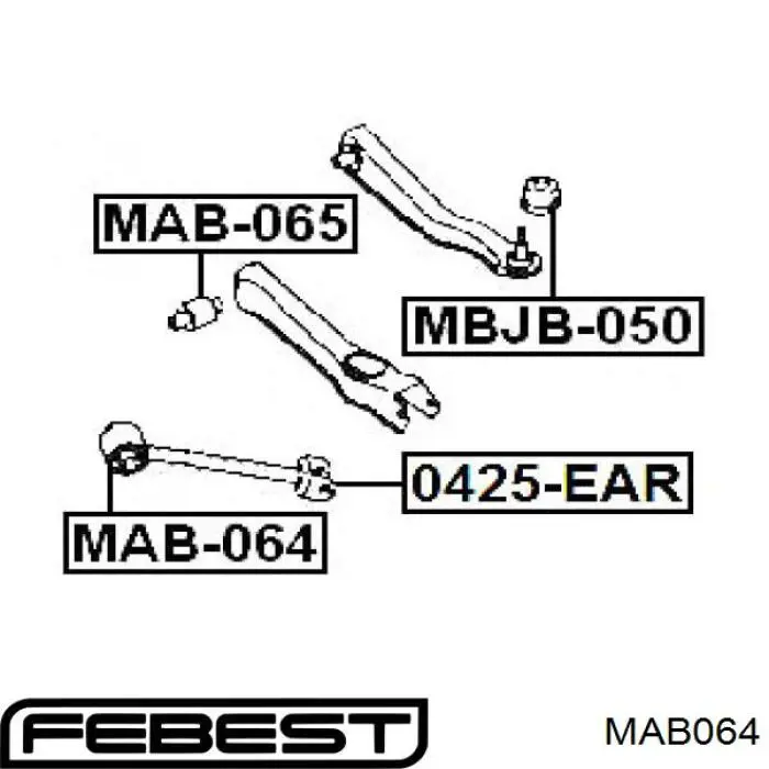 MAB-064 Febest bloque silencioso trasero brazo trasero delantero