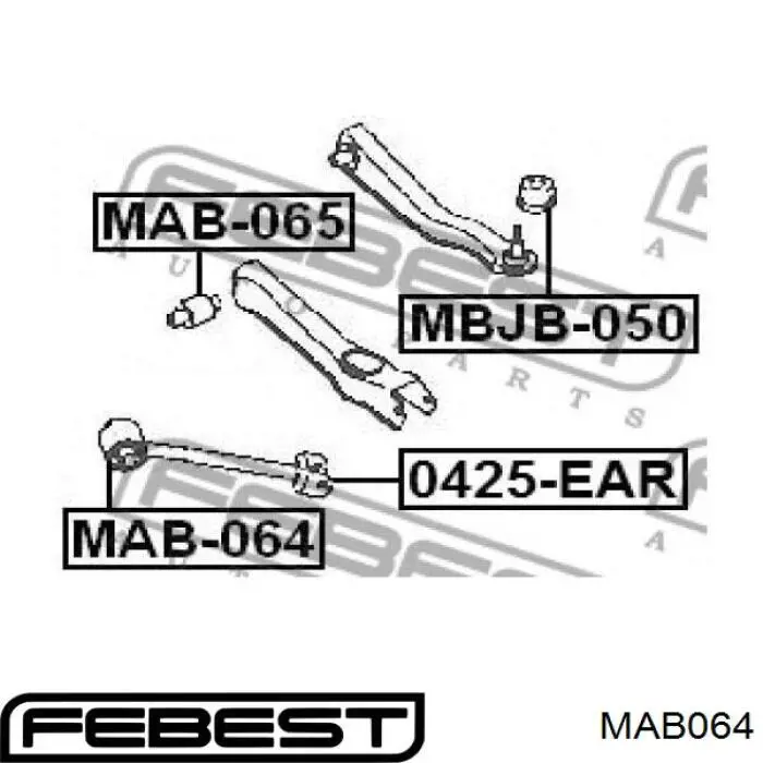 Comprar MAB064 Febest Buje delantero del brazo longitudinal trasero
