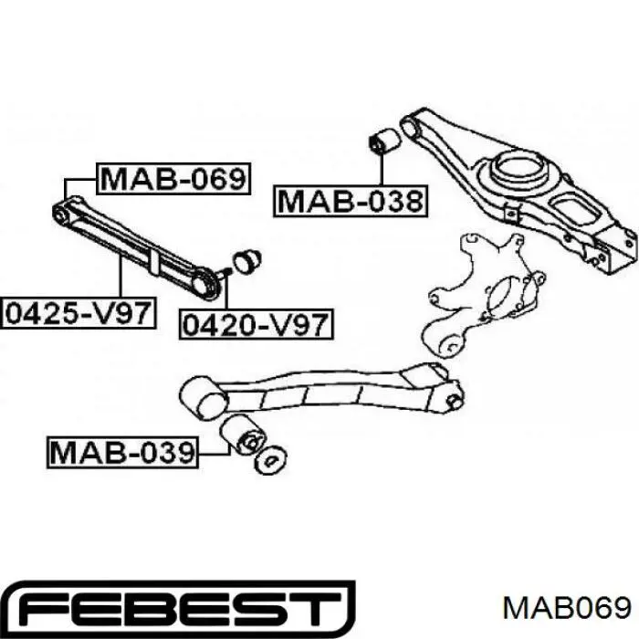 Buje interior del brazo transversal trasero Febest MAB069