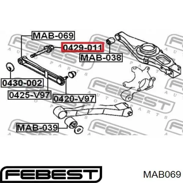 MAB069 Febest Buje interior del brazo transversal trasero