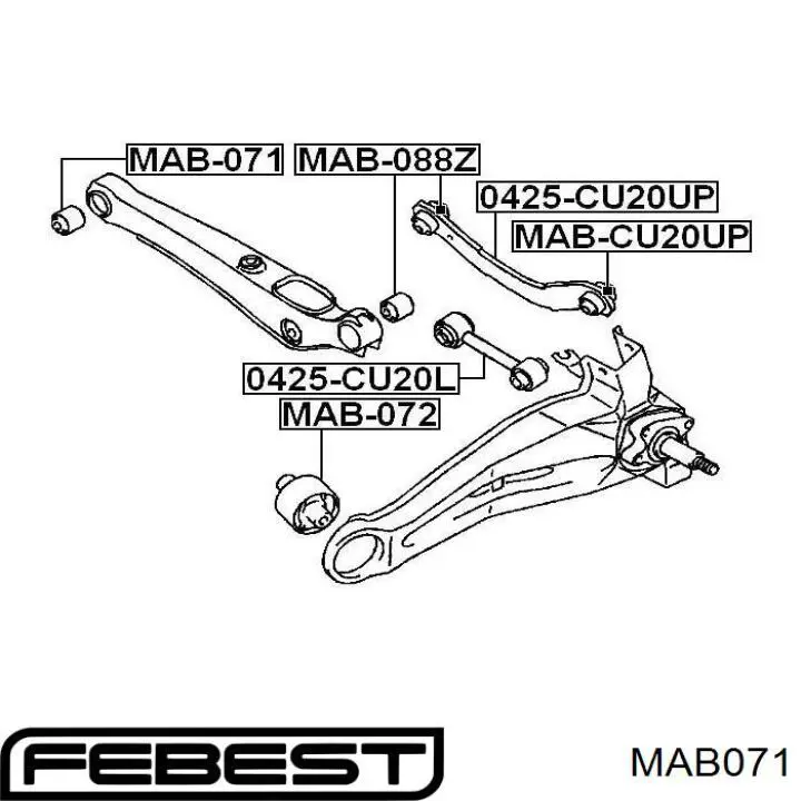 Comprar MAB071 Febest Buje del brazo inferior trasero