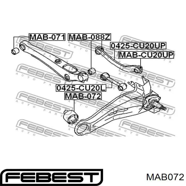 MAB-072 Febest suspensión, brazo oscilante, eje trasero, inferior