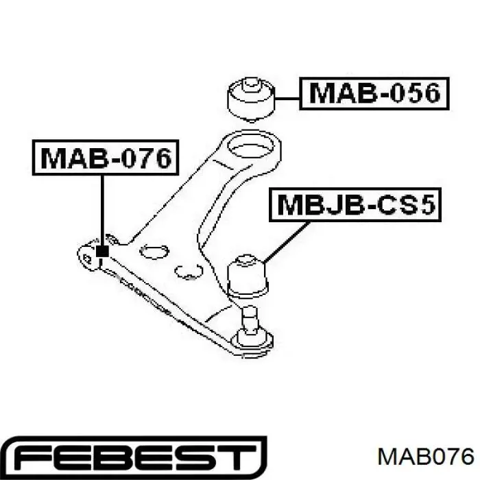 MAB-076 Febest silentblock de suspensión delantero inferior