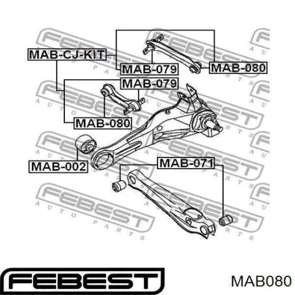 MAB-080 Febest silentblock de mangueta trasera