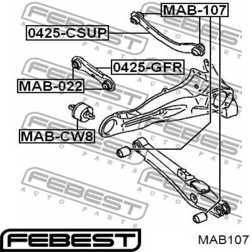 MAB-107 Febest silentblock de brazo de suspensión trasero superior