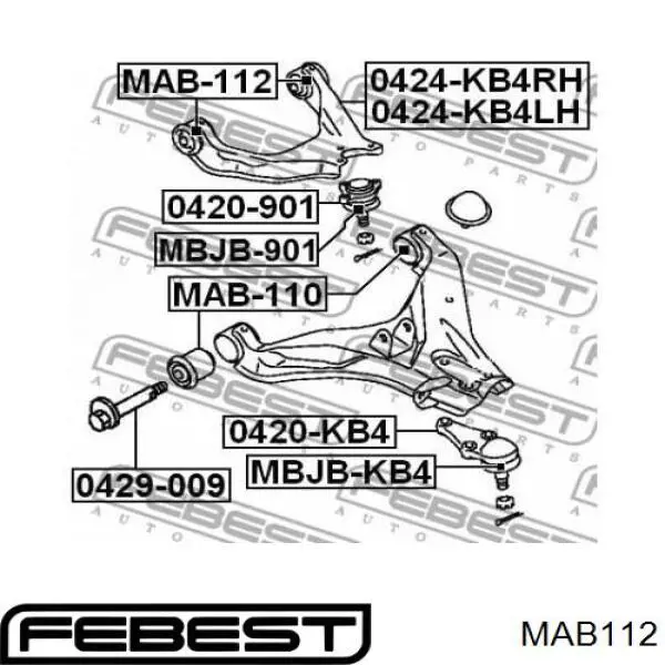 Comprar MAB112 Febest Buje del brazo de suspensión delantero superior