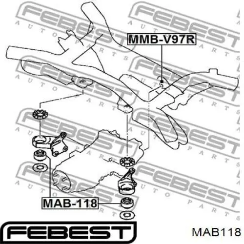 MAB-118 Febest silentblock,suspensión, cuerpo del eje delantero, delantero