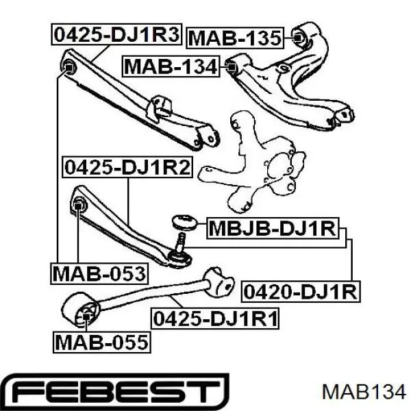 MAB-134 Febest suspensión, brazo oscilante trasero inferior