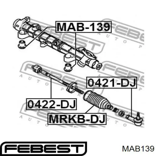 MAB139 Febest silentblock de montaje del caja de direccion