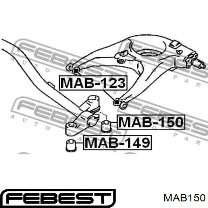 MAB150 Febest suspensión, cuerpo del eje trasero