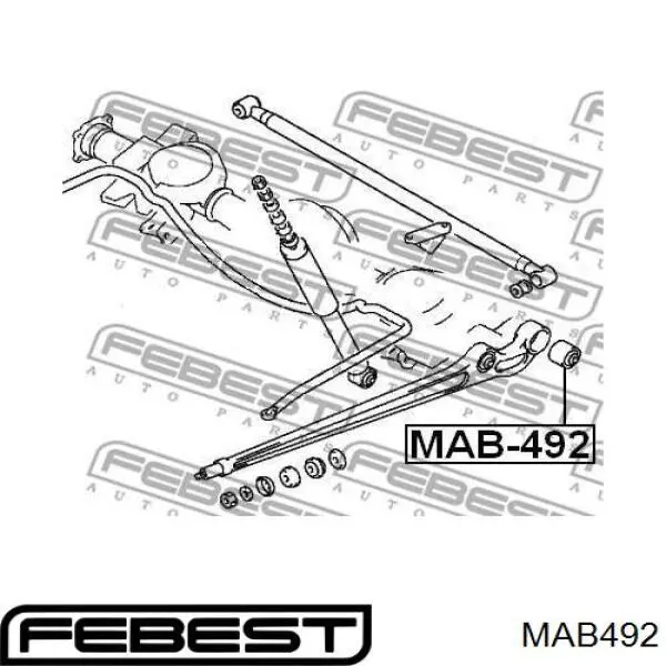 MAB-492 Febest bloque silencioso trasero brazo trasero trasero