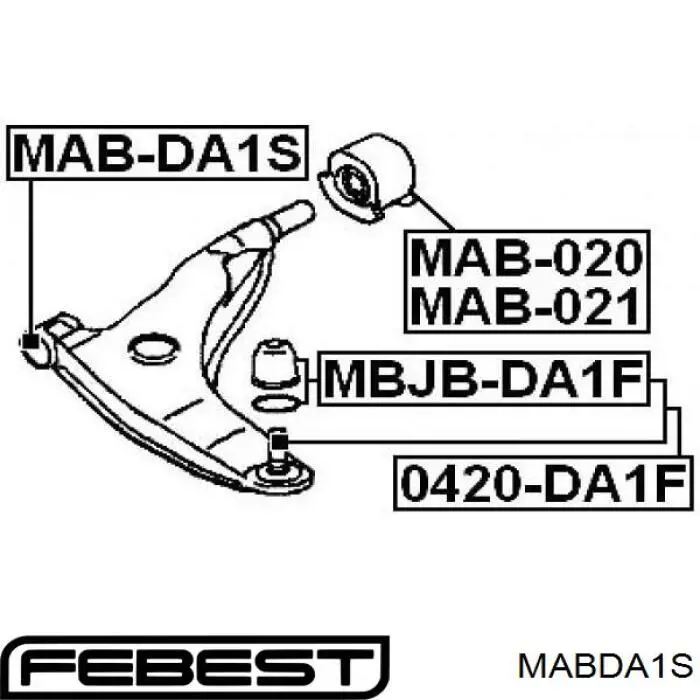 MABDA1S Febest silentblock de suspensión delantero inferior