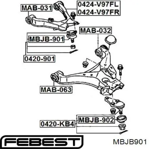 MBJB901 Febest fuelle soplador superior de rotula