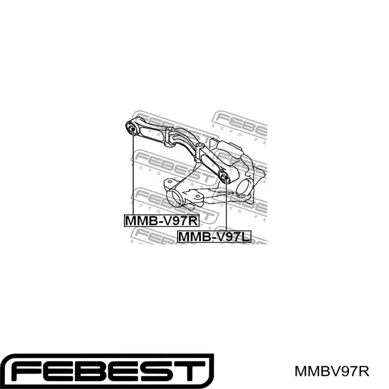 Buje de la traviesa de montaje del diferencial trasero derecho Febest MMBV97R