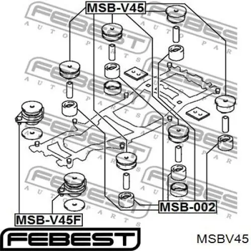 MSB-V45 Febest casquillo, suspensión de cabina