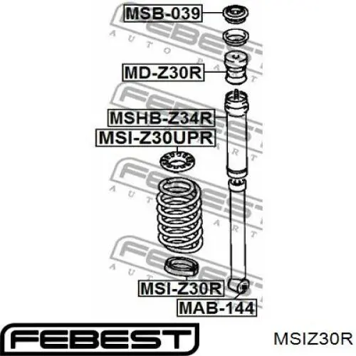 Aislador de resorte trasero inferior de goma MSIZ30R Febest