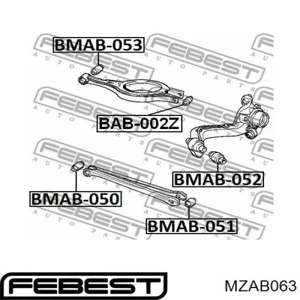 MZAB063 Febest Buje del brazo transversal trasero