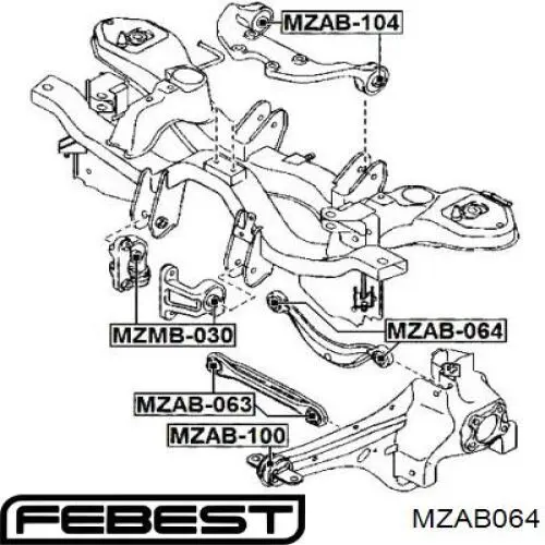Comprar MZAB064 Febest Silentblock del brazo superior de suspensión trasera