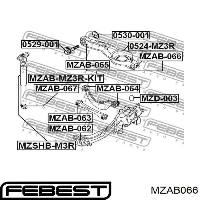 Comprar MZAB066 Febest Buje del brazo inferior trasero
