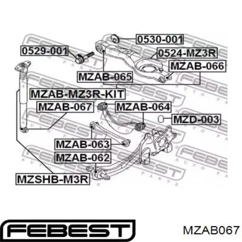 Silentblock amortiguador trasero MZAB067 Febest