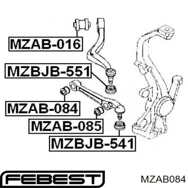MZAB-084 Febest silentblock de suspensión delantero inferior