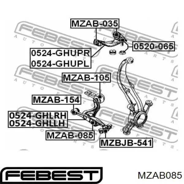 MZAB-085 Febest silentblock de suspensión delantero inferior