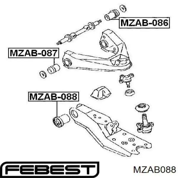 MZAB088 Febest silentblock de suspensión delantero inferior