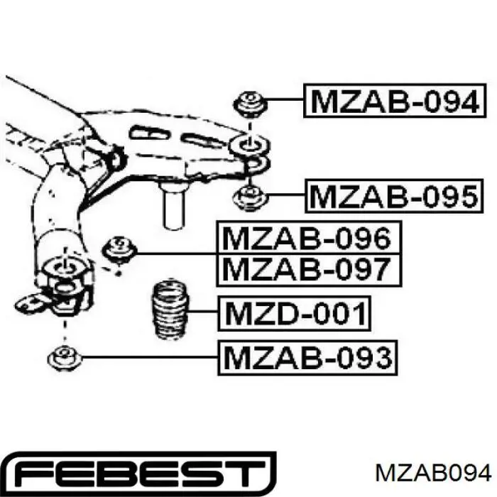 MZAB094 Febest suspensión, cuerpo del eje trasero